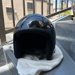 ジェットヘルメットLサイズ　黒　バブルシールド付きの画像