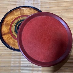 漆塗り　香川漆器 通産大臣指定伝統的工芸品　漆器のおぼん２点　円...