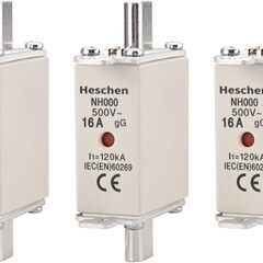 【新品・未使用】Heschen NH ヒューズリンク NH000 16A gG, フロントインジケータ, コンビネーションディテクタ, 3個入り