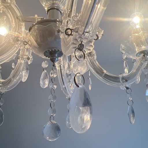 クリスタル製 5灯シャンデリア LEDシャンデリア電球6個付き