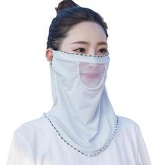 フェイスカバー メッシュ ネックカバー 接触冷感 水色 メッシュの画像
