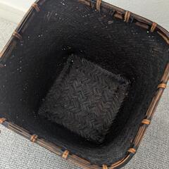 和風 レトロ 籠 アンティーク ゴミ箱 鉢カバー ブラウンの画像
