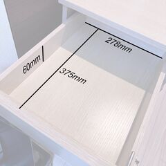 デスクワゴン　サイドチェスト　白　木目調の画像
