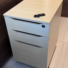デスクワゴン　サイドチェスト　白　木目調