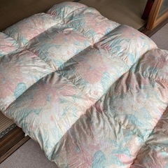 羽毛掛け布団、掛けカバー付き 