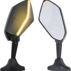 【新品・未使用】SZYUMO オートバイバックミラーled 水の流れ信号をターンしますホンダ・カワサキ・ヤマハに適しています (炭素)の画像
