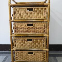 ラタンチェスト 4段 幅55×奥行38×高さ105cm 藤家具 ...