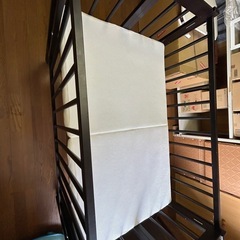 日本製 木製ベビーベッド ワンタッチハイベッド「クール」 折りたたみ ハイタイプ ベビーベット 石崎家具 (ブラウンの画像