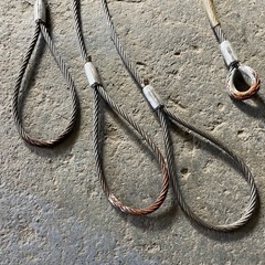 ワイヤーロープ　スリング 玉掛け 吊り具 アイ加工　4本セット　12mm（約3.6m×3本／約2.1m×1本）」の画像