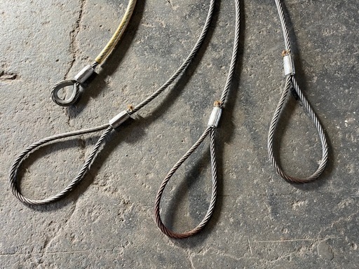ワイヤーロープ　スリング 玉掛け 吊り具 アイ加工　4本セット　12mm（約3.6m×3本／約2.1m×1本）」