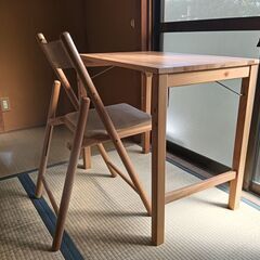 無印良品　パイン材　机と椅子（折りたたみ式）
