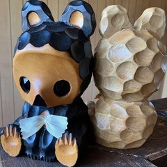 木彫の熊さんペアの画像