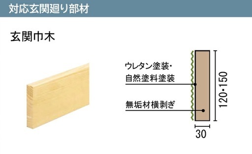 ウッドワン玄関巾木　2900✕120✕30　1本3,000円