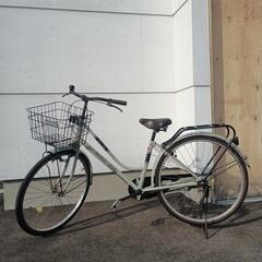 自転車　26インチ　グレー　鍵付き　ベルあり　ギアなし