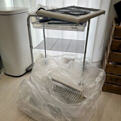 鳥かご　ケージ　カメレオン　両面クリア　専用スタンド付　キャスターの画像