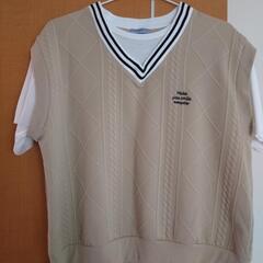 中古　重ね着風トップス　ベージュ