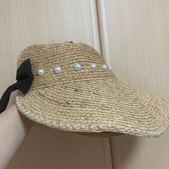 レディース　パール次　つば広帽子