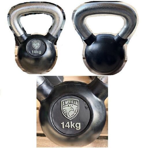 新品 アメリカンバーベル ラバーコーティング ケトルベル 14kg
