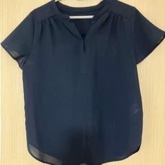 ネイビー ブラウス 半袖 ミッシェルクラン