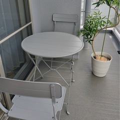 IKEA 折りたたみ丸テーブル、イス