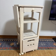 木製キッチンワゴン　折りたたみ式　キャスター付き　の画像