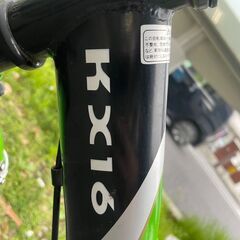 キッズ自転車　No.253　kawasaki　グリーン/ブラック　KX16　16インチ　【リサイクルショップどりーむ荒田店】の画像