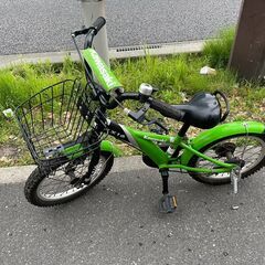 キッズ自転車　No.253　kawasaki　グリーン/ブラック...