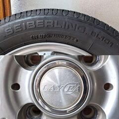 【バリ山★早い者勝ち♪】2024年６週３＋７週１ブリヂストン155/65R13 73S九～八分山＆LAYCEA４穴アルミホイール４本セットの画像