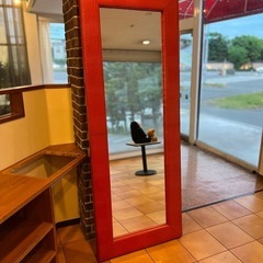 【全身鏡・スタイリッシュな赤いフレーム付】／店舗改装・新築建て替...