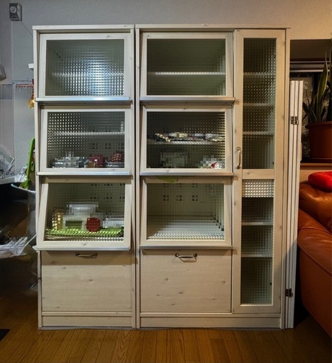 ※最終値下げ　購入時の1/10以下【美品】大小セット　フレンチカントリー調　カップボード　レンジボード　食器棚