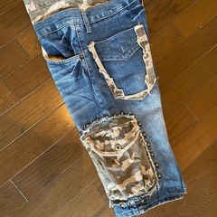 twenty worksデニムジーンズショートハーフカーゴワークペインターパンツvintageウォッシュ加工ダメージヒゲエイジングの画像