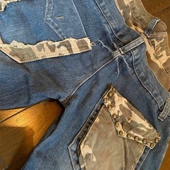 twenty worksデニムジーンズショートハーフカーゴワークペインターパンツvintageウォッシュ加工ダメージヒゲエイジングの画像