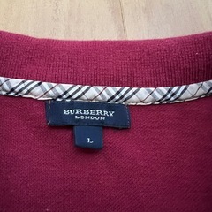 ☆Burberry London 赤　えんじ　長袖　ポロシャツ　レディース　Lの画像