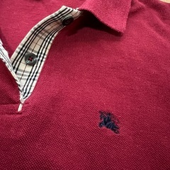 ☆Burberry London 赤　えんじ　長袖　ポロシャツ　レディース　Lの画像