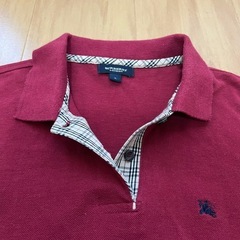 ☆Burberry London 赤　えんじ　長袖　ポロシャツ　レディース　Lの画像