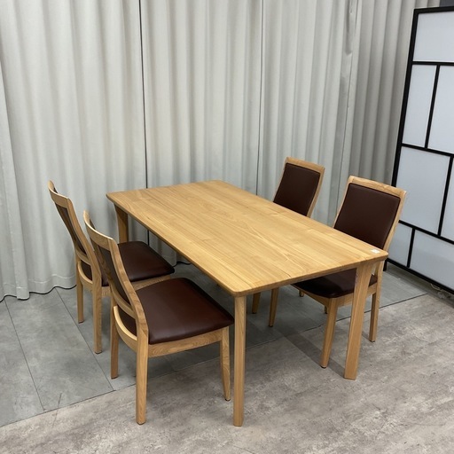 KE-10【新入荷　アウトレット品】松田家具　ラガー　ダイニング5点セット　ナチュラル×ブラウン