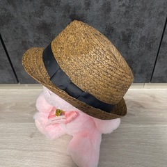 ストローハット　リボン　帽子の画像