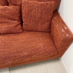 ●期限5/31●【0円譲渡】三人掛けソファ　布張　濃いオレンジ色の画像