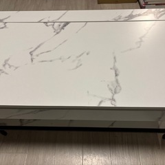 【譲渡者決定
】昇降式センターテーブル大理石柄(札幌・引き取り限定)