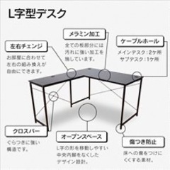 L字型デスク ゲーミングデスクにもの画像