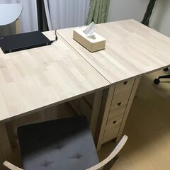 IKEA イケア　ノールデン　NORDEN ゲートレッグ　テーブル　ダイニングテーブル　作業台　バタフライ　伸張式　エクステンション　2人掛け　4人掛け　バーチ材　ミシン台　スカンジナビア　デザイン　北欧　ナチュラル　カントリー　デスクの画像