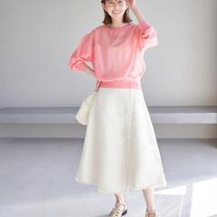 未使用美品　ROPÉ PICNIC麻混フリンジフレアスカートの画像