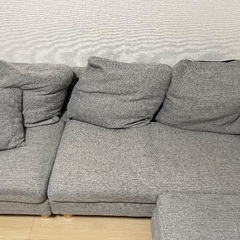 グレーソファ(オットマン、クッションあり)