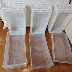 世田谷区近辺配送可能　3点セット（ばら売り不可）　天馬　プラスチック製収納ケース　幅38㎝　奥行74㎝　日本製　収納ボックス　 引き出し　ホワイトクリア　衣類収納の画像