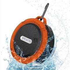 防水　Bluetooth オレンジスピーカー　吸盤　フック付き　