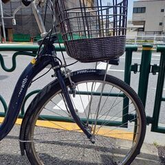 21年新品購入品　バッテリー2本、電動アシスト自転車 ママチャリ ヤマハ PAS With パス ウィズ ネイビー 26インチの画像