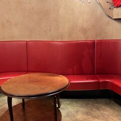 🛋【赤革調・業務用ベンチソファ（ストレート＆コーナー型）】／店舗...