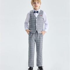 【新品・未使用】LOLANTA 子供 スーツ 男の子 フォーマル ベスト ワイシャツ ズボン ネクタイ 蝶ネクタイ 5点セット 入園式 入学式 卒業式 結婚式 120cmの画像