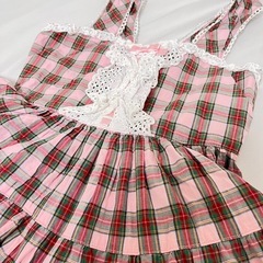 Shirley Temple シャーリーテンプル 120 ギンガムチェックワンピース ピンクレースの画像