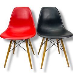 【2脚セット】SIS ダイニングチェア K-016W 黒・赤セット サイズ:横幅47cm×奥行50cm×高さ82cm×座面高44cmの画像